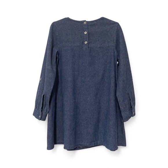 U Knit Girls Denim Long Sleeve Embroidered Floral Pattern Dress 5T - Picture 4 of 6